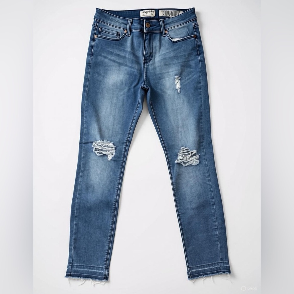 Indigo Rein Women's Blue Distressed Skinny Jeans
